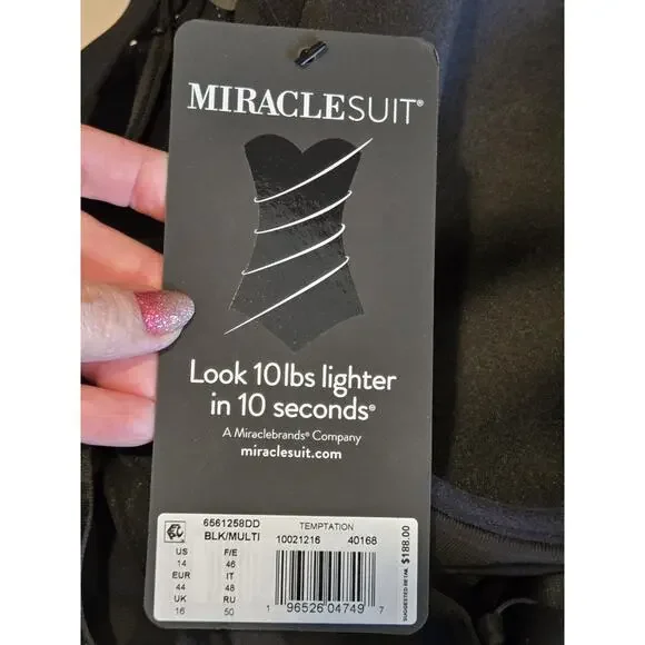 Miraclesuit Precioso Temptation DD Cup One-piece Swimsuit, Black Multicolor 14 - Picture 11 of 13